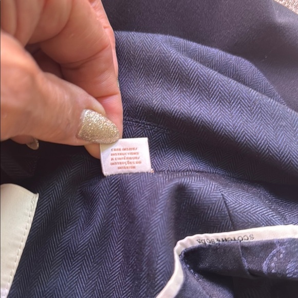 New Scotch & Soda Navy Herringbone Long Men’s Wear Vest with Gold and Belt - Picture 16 of 16